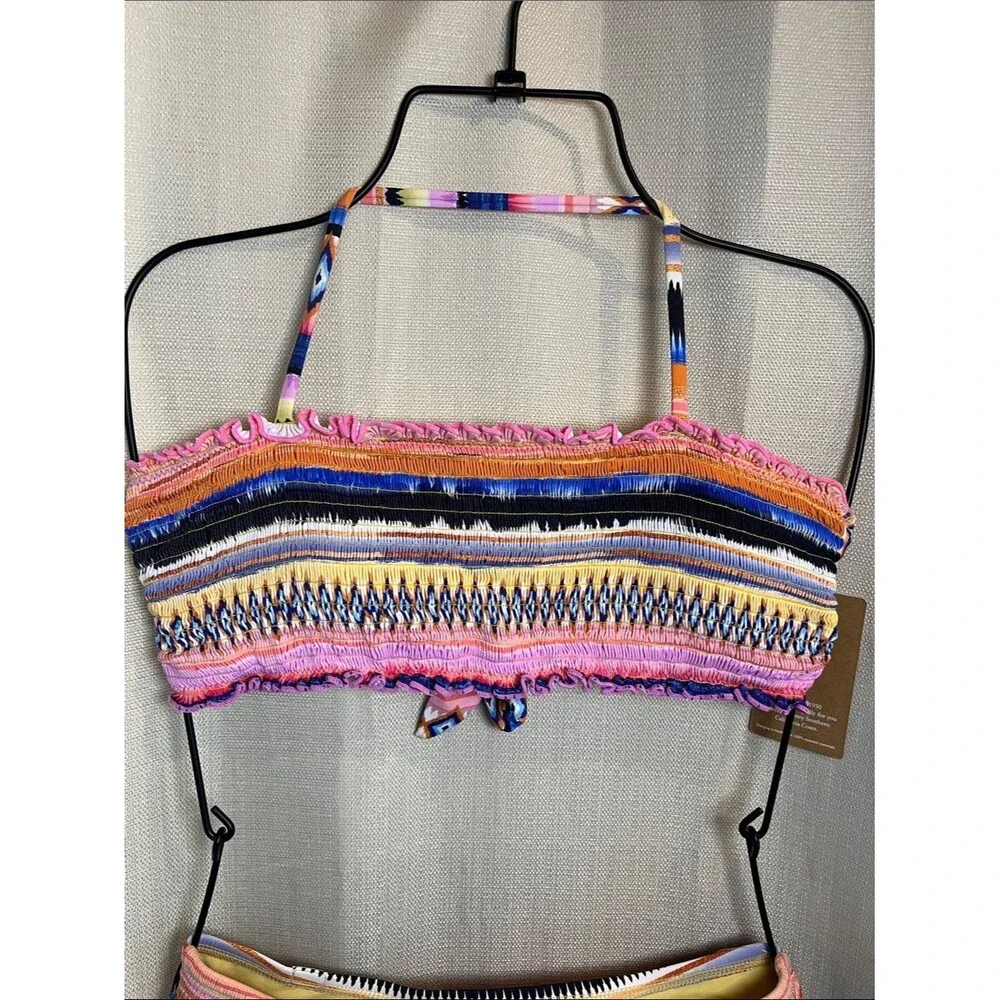 NWT Hobie Girls Two-Piece Swimsuit Set Vibrant Geometric Kids Size 12 & 14